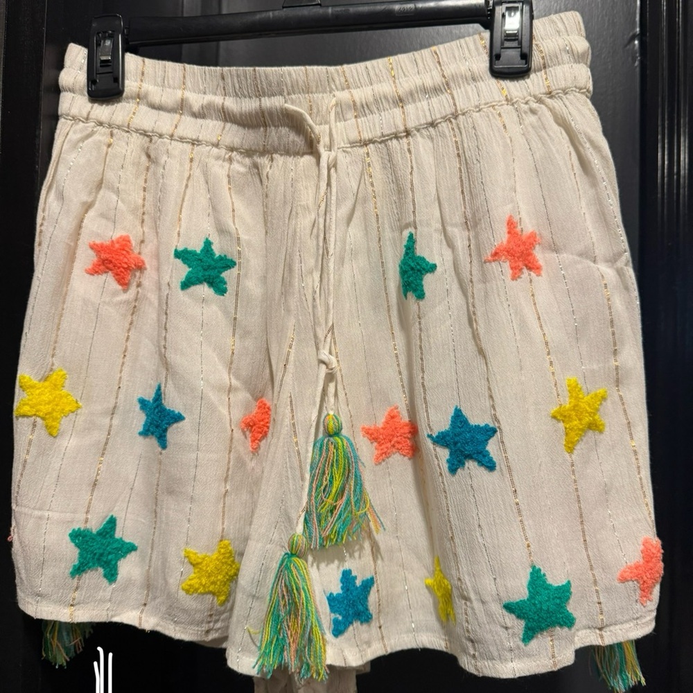 Colorful Star Embroidered Shorts